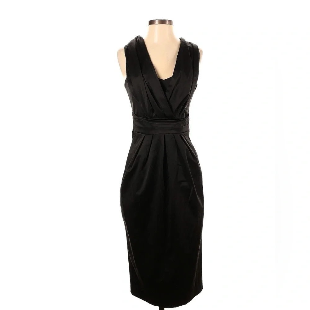 ASOS Black Ruched Wrap Cocktail Dress - Picture 1 of 4